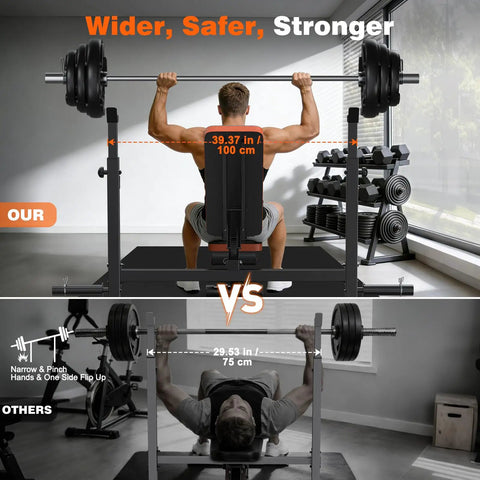 Adjustable Weight Bench With Squat Rack For Home Gym Use 770Lb Heavy Duty Olympic Bench Press comparison with barbell width