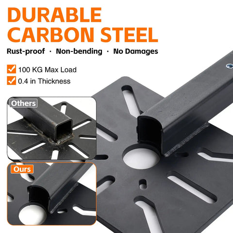 Close-up of durable carbon steel construction for Heavy Duty Bench Grinder Stand With Multi Angle Swivel Top Rock Solid Workshop Tool Mount.