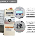 LCD screen controls for Heavy Duty Benchtop Mini Metal Lathe With Fast Gears For Straight Up Precision And No Sweat Metric Imperial Setup.