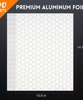 Pre Cut Insulated Foil Sandwich Wrap Sheets Grease Resistant for Hot Food 10.5 by 14 Inches 100 Pack displayed