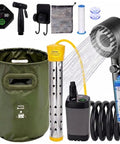 Portable Camping Shower With Heater, Battery Powered Shower Pump With 6000mAh Battery, 5.3 Gallon Foldable Bucket