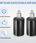 4 Pack Nylon Gate Guide Rollers For Sliding Doors, 1.97 In Dia By 2.76 In L with M12 Thread, Black Finish, Front View