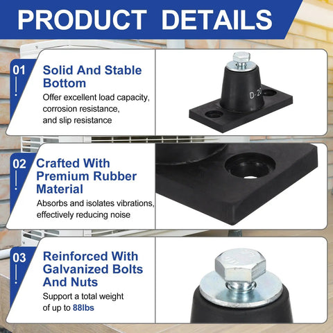 Heavy Duty Anti Vibration Rubber Mounting Brackets For Mini Split AC Condensers 20kg Load Bearing durability features