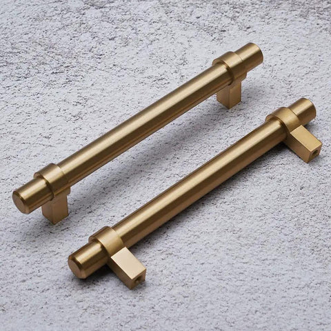Gold Brushed Champagne Bronze Cabinet Handles Set Of Ten Five And One Sixteenth Inch Center To Center Drawer Pulls For Cabinets
