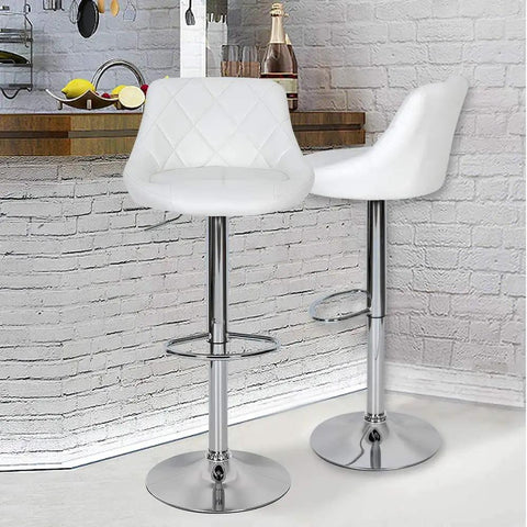 Heavy Duty 7 Inch Square Bar Stool Swivel Plate For Buttery Smooth 360 Degree Spin With Rust Proof Steel And No Skip Roll Perfect Rock Solid Seat Base Swap For Recliners And Kitchen Counters In Easy Two Pack - two white swivel bar stools in modern kitchen.