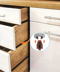 Open cabinet drawer with insert showing 10 Sets Drawer Slide Repair Kit With Rails, Track Guide And Roller installation
