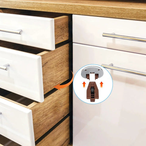 Open cabinet drawer with insert showing 10 Sets Drawer Slide Repair Kit With Rails, Track Guide And Roller installation