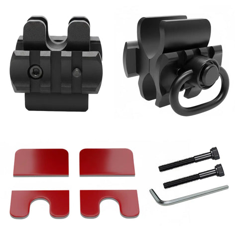 Shotgun Barrel Clamp Mount With Rubber Pads And Picatinny Rail Flashlight Attachment for various 12 gauge shotguns, accessories