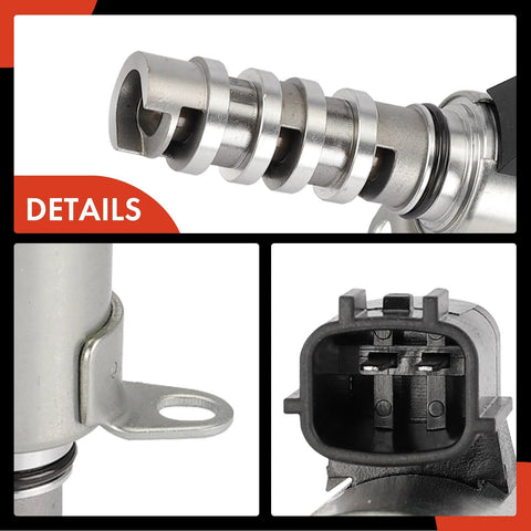 Detailed close-up of 2 Piece VVT Solenoid Kit For Infiniti And Nissan V6 Engines Replacement Solenoids To Boost Performance And Smooth Idling