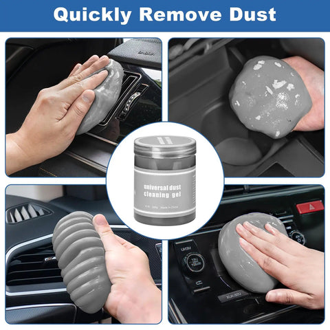 Windshield Cleaner Tool And 13 Piece Car Interior Cleaning Kit with gel used on car dashboard and vents.