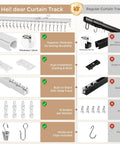 Comparison of Built Tough Ceiling And Wall Mount Curtain Track System 9 To 12 Ft White with standard track features.