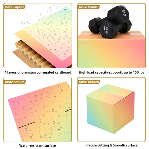 8x8x4 Heavy Duty Shipping Boxes Set of 30 Colorful Corrugated Boxes for Small Business Packaging showing durability features