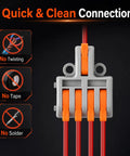 32 Piece Assorted Lever Wire Connectors Quick Push Connect Kit For Hella Easy Do It Yourself Electrical Wiring and Car Garage Grinds with Solid Industrial Grade Construction showing quick connection design.
