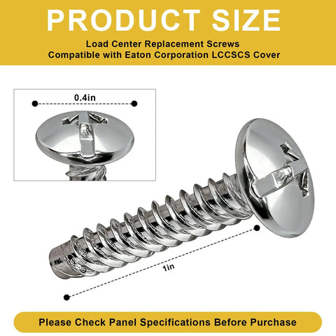 Panel Cover Screws Replacement Kit for Electrical Panels and Enclosures, durable steel, exact fit for LCCSCS, rust resistant.