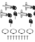 Keyed Alike Push Plunger Lock Kit With Matching Keys And Mounting Hardware Zero Trouble Install And Breezy Setup Built Like A Tank For Cabinets Drawers And Barn Doors Premium Silver Cylinder Pack Of Four with locks, keys and screws