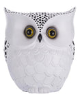 Dope Owl Pen Holder And Desk Organizer For Pens And Pencils, White Ceramic Owl Container with Handcrafted Carving, Front View