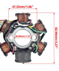 All In One Ignition Kit For GY6 125cc Engines - 6 Pole Magneto Stator Coil with dimensions for scooters and ATVs