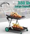 8 In 1 Collapsible Shopping Cart With 350 Lb Capacity, Heavy Duty Foldable Grocery Cart On Wheels, shown with weight distribution