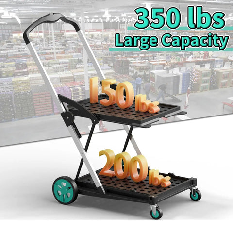 8 In 1 Collapsible Shopping Cart With 350 Lb Capacity, Heavy Duty Foldable Grocery Cart On Wheels, shown with weight distribution