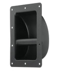 RH 6600 A Marshall Style Medium Steel Amp Handle in black finish, 18 gauge steel, front view with 10 mounting holes