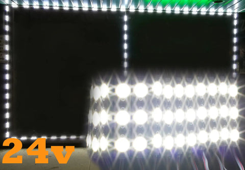 Display of Crazy Bright 24V White LED Module Light Kit with Z3030 Injection, showing illuminated grid effect with UL power supply.