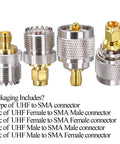 SMA To UHF Antenna Adapter Kit 4 Type Set PL259 To SMA Coax Connectors Gold And Silver Plated for FPV Antennas Ham Radio WiFi