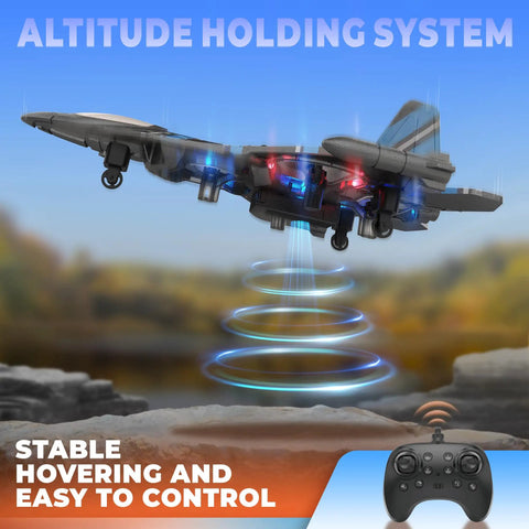 Drones For Kids 2.4GHz Remote Control Plane With 360 Degree Flip Stunt Helicopter And Fighter Jet Toy in flight with LED lights