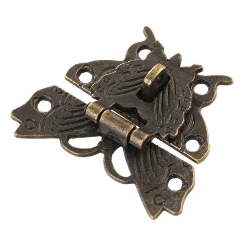Old School Antique Butterfly Box Hasp Lock With Screws 50x43mm Vintage Jewelry Box Drawer Latch for Furniture
