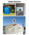 Water Level Sensor With Digital Display For Home Use Ultrasonic Liquid Level Monitor installed on outdoor tanks