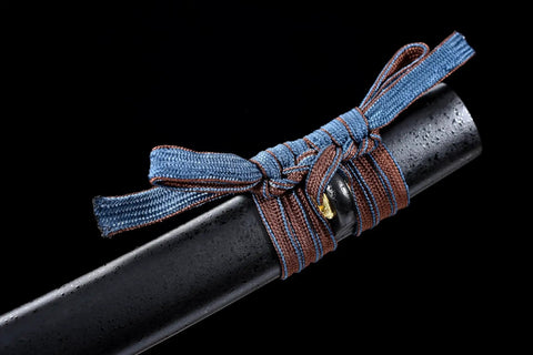 Two Tone Silk Ito Sageo Rope For Tsuka Wrapping For DIY Samurai Sword Handle Cord And Scabbard Decor Blue And Brown Synthetic Silk Cord 300 Cm