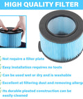 Heavy Duty Fine Dust Filter Replacement For 3 To 4.5 Gallon Wet Dry Shop Vacs Compatible With WD30500 WD4050 WD40700 WD4080 WD4522 WD4550 4500RV Replaces VF3400 2 Pack