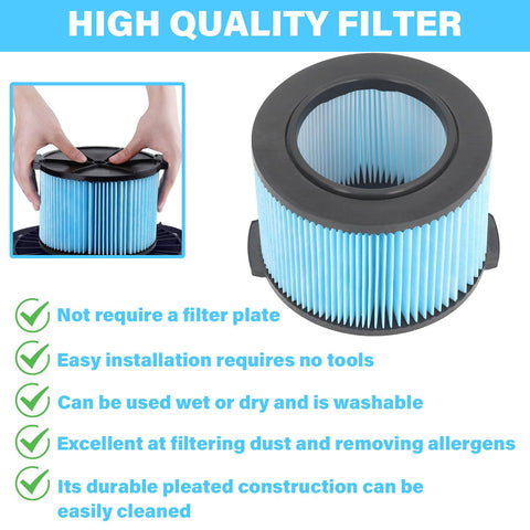 Heavy Duty Fine Dust Filter Replacement For 3 To 4.5 Gallon Wet Dry Shop Vacs Compatible With WD30500 WD4050 WD40700 WD4080 WD4522 WD4550 4500RV Replaces VF3400 2 Pack