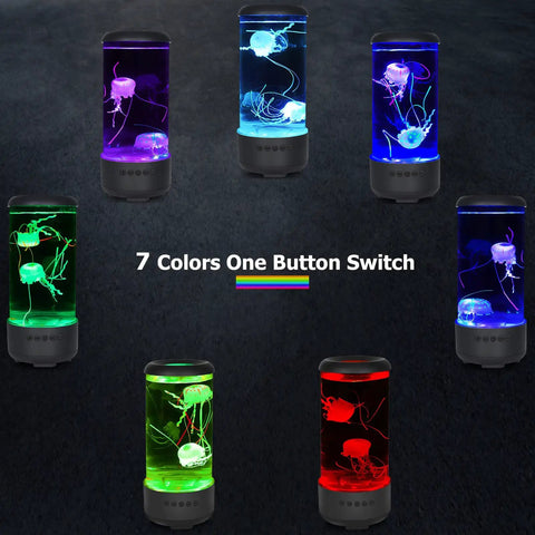 Jellyfish Lamp With Bluetooth White Noise Sound, 33 LED 7 Color Changing Lights showcasing multi-color modes