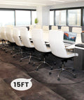 Conference room setup with laptops, powered by a 15 ft ultra flat plug extension from 28 In 1 Power Strip Surge Protector.