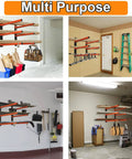 Four-Pack Three Level Lumber Storage Wall Mount Rack, Heavy Duty Metal Tool Box Organizer for wood pipes and workshop gear