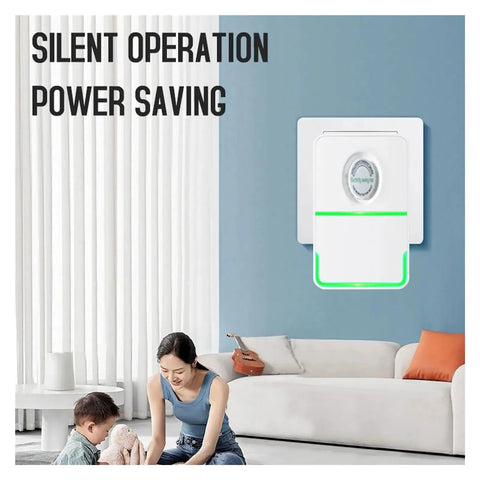 3 Pack Energy Saving Electricity Device With Smart Voltage Stabilizer Surge Protector and Power Saver Tech in white outlet.