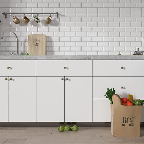 White cabinets in kitchen with White Contact Paper Peel And Stick Wallpaper For Cabinets And Walls Self Adhesive Matte Vinyl Wrap Thick Durable Film Removable Grid Printed Back For Easy Cuts 30 By 120 Inches on brick wall.