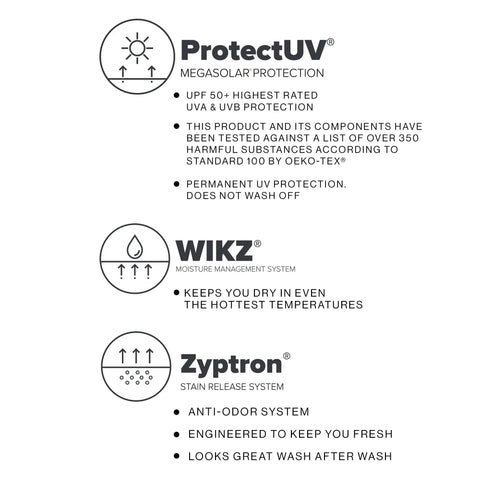 ProtectUV, WIKZ, and Zyptron features on Men's UPF 50+ ProtectUV Mega Solar Long Sleeve Shirt With Melanoma Foundation Seal Of Approval All Day Comfort Moisture Wicking Fabric Lightweight Sun Protection For Fishing Sailing Surfing Kayaking And Outdoor Adventures