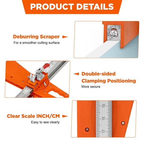 Foldable Drywall Cutter With 23 Bearing System And Dual Handle Positioning For Precise Sheetrock Cuts On Quarter To Half Inch Boards Includes Pro Grade Snap Off Blade Blade Storage Slot And Carry Bag, orange body with inch/cm scale