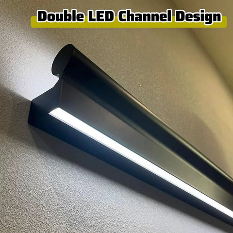 Transform Your Space With This Game Changing Indoor Aluminum Railing Kit Featuring Smart Motion Sensor Activated Led Lights And Heavily Reinforced 1.4 Millimeter Bars For Stairs Balconies Decks And Super Slick Home Upgrades - Close-up of double LED channel design.