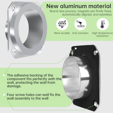 Magnetic Dryer Vent Connector Kit with Quick Connect featuring aluminum material and installation details.