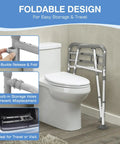 No Sweat Setup Heavy Duty Toilet Safety Rails And Medical Stand Assist For Seniors With Super Solid Bathroom Grab Bars showing foldable design.
