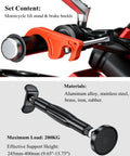 Motorcycle Wheel And Chain Cleaning Stand With Adjustable Height, showing brake buckle and lift stand details.