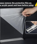 Double Sided Acrylic Sign Holder Eight And A Half By Eleven Inches Two Pack Table Top Display Stand clear film removal