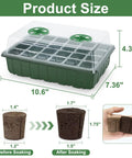 24 Pack Seed Starter Pods With Reusable Tray dimensions and hydroponic grow sponges shown before and after soaking