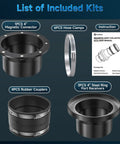 Slick Four Inch Magnetic Dust Collection Fittings Quick Swap Hose Adapter components including magnetic connector, rubber couplers, and clamps.