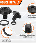 Upgraded Titanium Coolant Bleeder Screw Kit With O Ring In Black Finish For Alfa Romeo Giulia Stelvio 2.0T 2.2 JTDm And 2.9L Twin Turbo V6 Engines Easy Install Durable Metal Hardware For A Leak Free Cooling System focus on screws and O-ring details.