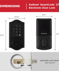 No Sweat Keyless Entry Touchpad Electronic Deadbolt Door Lock With Rock Solid Grade 2 Certified Security And Slick Capetown Finish dimensions illustration