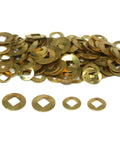 Pile of 100 Brass Square Hole Wall Clock Washers Assortment For Clock Repair And Clockmaking Tools Kit With Various Sizes