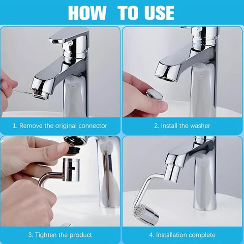 Super Flexible Universal Faucet Extender With Totally Adjustable Rotation And Smooth Dual Flow Modes To Easily Reach Every Nook Of Your Kitchen Or Bathroom Sink And Make Cleaning A Total Breeze